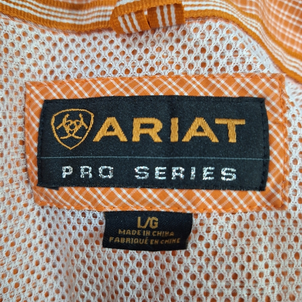 Ariat Men's Orange Checkered Button-Down Shirt - Picture 9 of 9